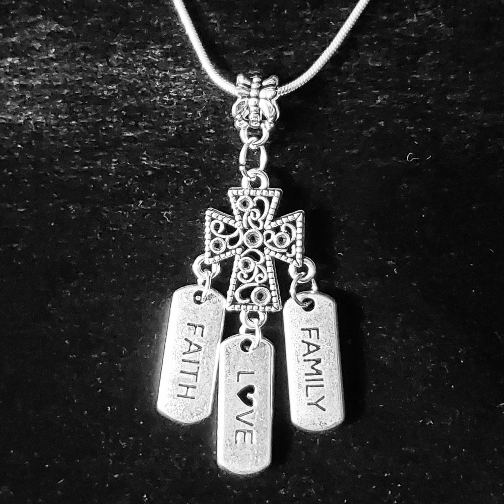 Faith Family Love 22" \ .925 Sterling Silver Neckl